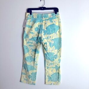 Lilly Pulitzer yellow pants with blue fish size 6 vintage